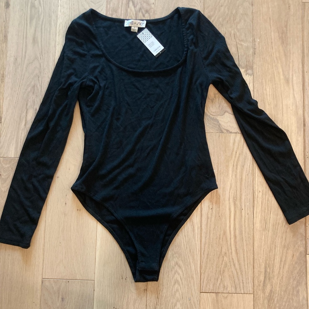 She + Sky Black Long Sleeve Bodysuit